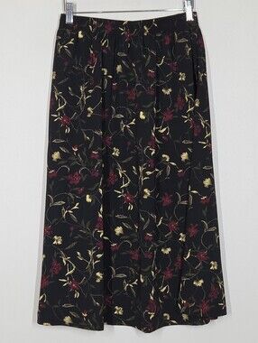 Vtg 90s Y2K Dark Floral Midi Skirt PM Grunge Whimsigoth Forest Goth Indie Boho